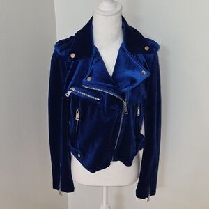AKIRA Royal Blue Velvet Leather Jacket